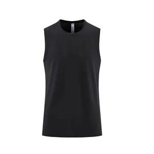 Close-up of men's quick-dry black mesh tank top for running and fitness training.