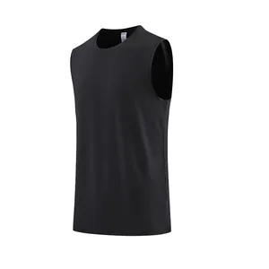 Close-up of black breathable mesh fabric on men's athletic quick-dry tank top