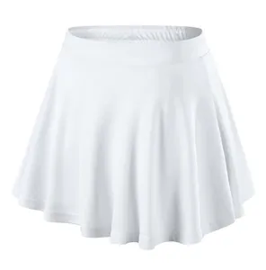Detailed view of a white quick-dry pleated tennis skort for girls athletic wear