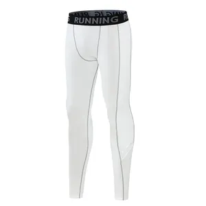 Leggings a compressione bianchi da uomo per la corsa e l'allenamento sportivo professionale