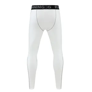 Vista posteriore dettagliata di leggings a compressione sportiva bianchi dry-fit