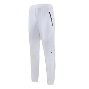 Pantaloni sportivi bianchi da uomo con tasca a zip per corsa e allenamento