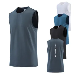 Men's Quick Dry Sports Vest Top Breathable Mesh Running Training Sleeveless Tank Top Running Letter Print Gym Fitness Top