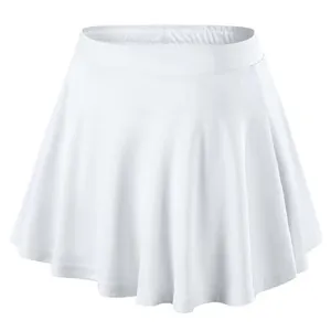 White children's quick-dry athletic tennis skort for girls with built-in inner layer