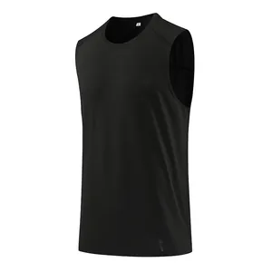 Men's black quick-dry sleeveless sports tank top featuring breathable mesh fabric