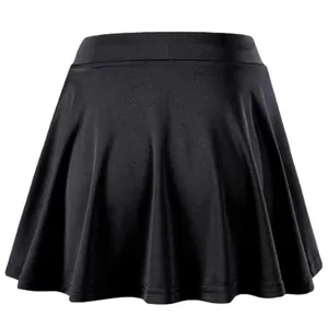 Classic black quick-dry pleated tennis skort for girls and women athletic sports wear
