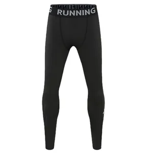 Pantaloni a compressione neri uomo ad asciugatura rapida con fascia elastica RUNNING sport