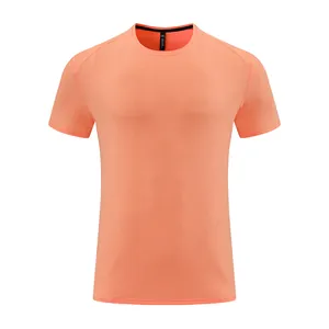 T-shirt de sport à manches courtes pour hommes en tissu texturé orange respirant