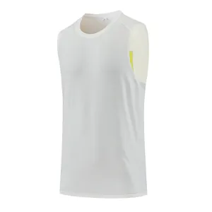 White men's quick-dry sports tank top featuring breathable mesh fabric for fitness workouts