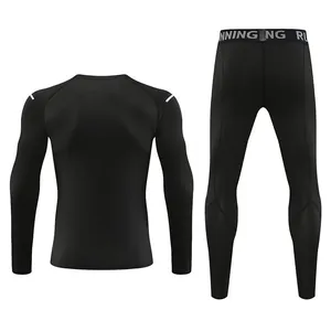 Back view of black quick-drying sports compression suit for men and kids running
