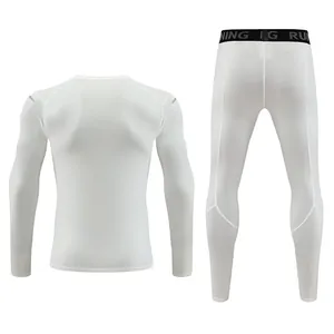 White quick-dry compression sports suit back view showing long sleeves and pants