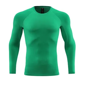 Detailed view of bright green compression shirt with durable raglan sleeve stitching