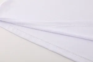 Macro detail view of white quick-dry mesh fabric and durable hem stitching for men's sports vest