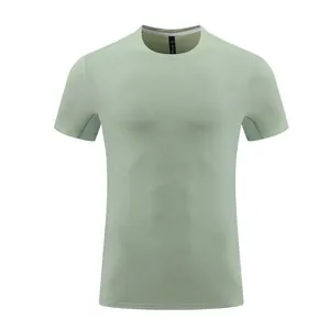 Men's crew neck short sleeve sports t-shirt in mint green quick-dry mesh fabric