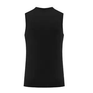 Rear view of a black quick-dry men's sports tank top showing fabric texture