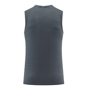 Detailed back view of a gray men's quick-dry sports tank top with textured fabric