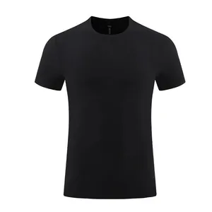 Men's black quick-dry sports T-shirt featuring a classic crew neck and short sleeves.