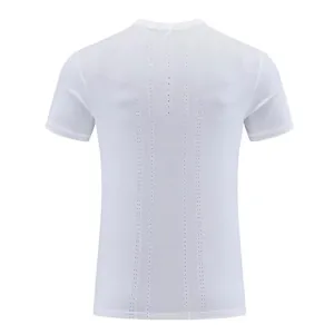Vue arrière t-shirt de course blanc homme, séchage rapide, maille respirante