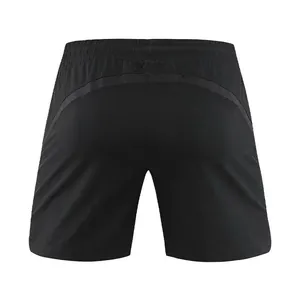 Detailed back view of men's quick-dry black running shorts with breathable mesh panels