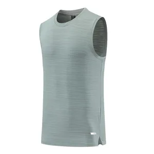 Light gray men's quick-dry athletic tank top featuring breathable mesh fabric texture