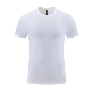 Close-up detail of white men's sports T-shirt featuring breathable quick-dry mesh fabric