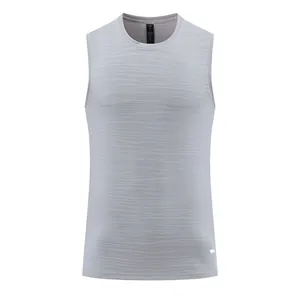 Front view of grey men's quick-dry sports tank top for gym fitness and running training