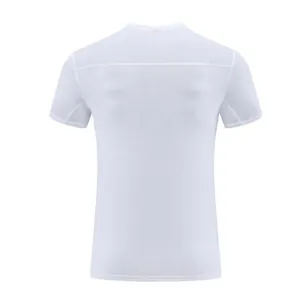 Back view of a white breathable mesh sports T-shirt for men's athletic training
