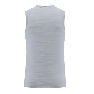 Back view of men's grey quick-dry sports tank top showing breathable mesh fabric texture