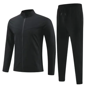 Survêtement de sport noir pour hommes avec col montant pour fitness