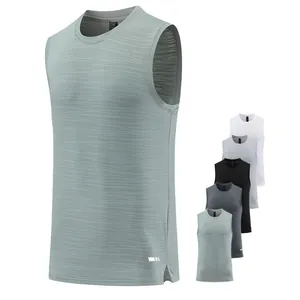 Quick-dry Men's Sport Tank Top Breathable Sleeveless T-shirt Solid Color Fitness Vest For Gym Running Athletic Wear Top