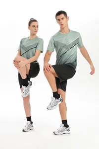 Atmungsaktives, schnell trocknendes Sportset für Damen und Herren mit Grafik-T-Shirt