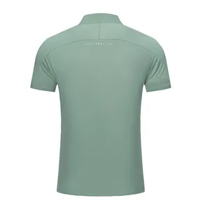Back view of a men's light green breathable quick-dry short-sleeve sports T-shirt