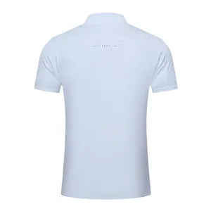 Back view of a men's white quick-dry sports T-shirt showing fabric and design detail