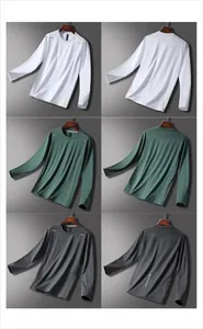 Detail showing multi-color long sleeve sports t-shirts with front and back views.