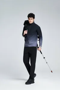 Men's performance gradient long-sleeve hiking shirt featuring half-zip stand collar detail