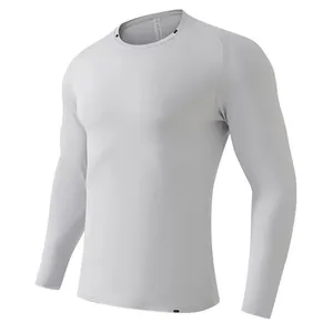 Men Quick Dry Long Sleeve Sport T-Shirt Brushed Fleece Running Fitness Gym Top Breathable High Elastic Raglan Sleeve Training Wear