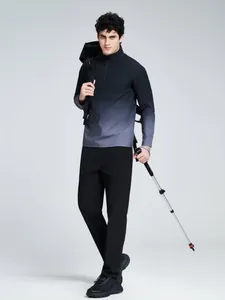 Men's half-zip long-sleeve quick-dry sports shirt with a stylish gradient design.