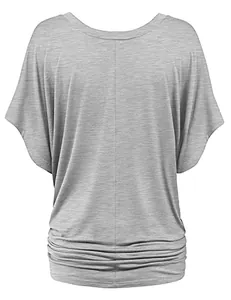 Πίσω όψη γκρι t-shirt μεγάλου μεγέθους με μανίκια νυχτερίδα από μαλακό ζέρσεϊ
