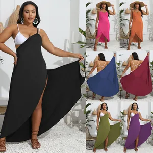 Damen-Strandkleid in Übergröße, vielseitig tragbar, unregelmäßiger Saum, verschiedene Farben