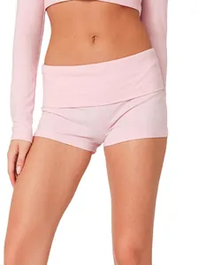 Women's sexy pink tight-fitting sports mini shorts for casual and athletic wear