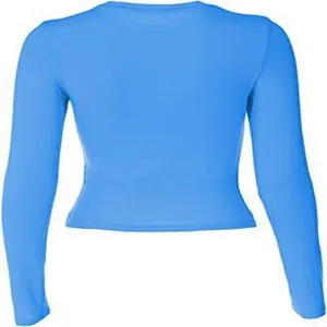 Vibrant slim fit bright blue long sleeve top with irregular hem for autumn fashion women