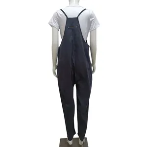 Back view of solid color plus size harem overalls jumpsuit with zipper pocket