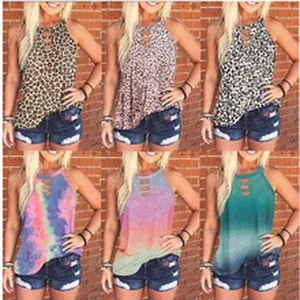 Damen ärmellose Tanktops Kollektion mit Leopardenmuster und Tie-Dye Mustern