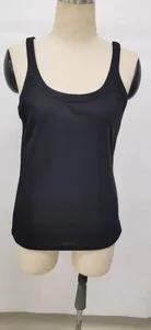 Detailed view showing the black ribbed texture and slim fit design of this women's summer tank top