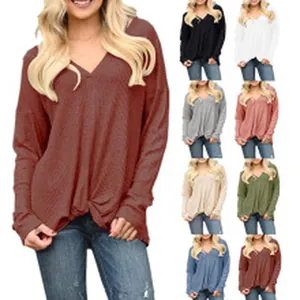 Überdimensionaler V-Ausschnitt Strickpullover mit verschiedenen Farboptionen für Herbst