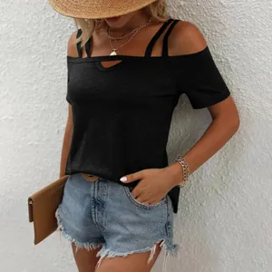 Schickes schwarzes Off-Shoulder-Oberteil mit Doppelträgern und modischem schulterfreiem Design.