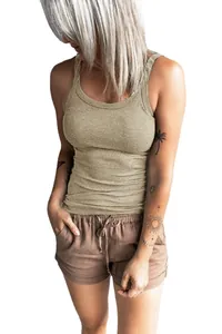 Slim fit ribbed tank top with scoop neck for summer casual wear