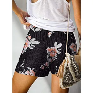 Women's summer high-waist floral print shorts with comfortable elastic waistband