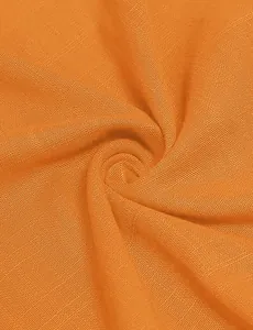 Close-up macro view of high-quality orange woven fabric texture for summer dress design