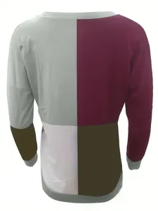 Vista posterior detallada de una sudadera holgada para mujer con mangas largas de color.